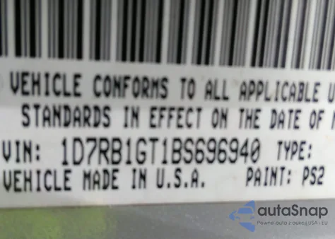 2011 Ram Ram 1500 Slt from USA, damaged, VIN 1D7RB1GT1BS696940